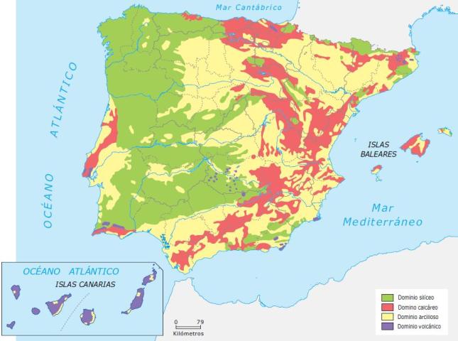 Mapa de los Dominios litológicos