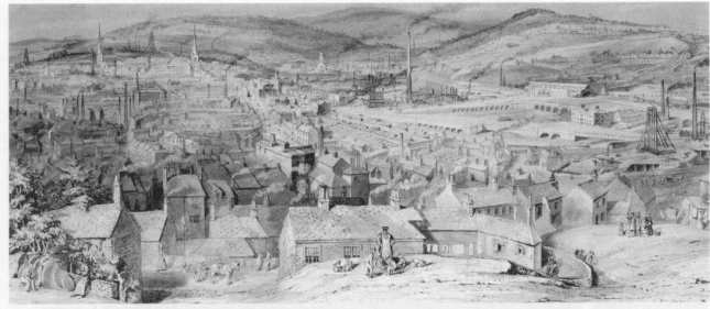 Vista de la ciudad de Sheffield hacia 1851.