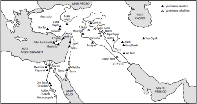 mapa neolítico y primera edad metales