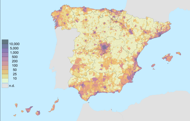 Densidad de población de España