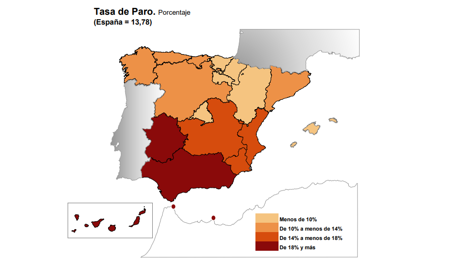 Paro españa mapa
