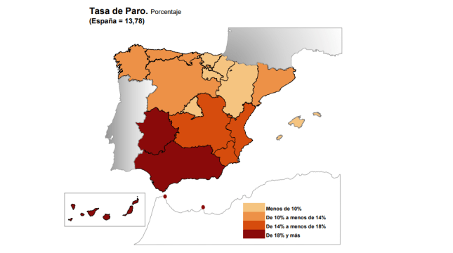 Paro españa mapa
